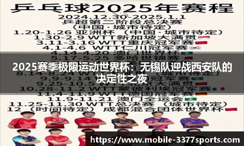 2025赛季极限运动世界杯：无锡队迎战西安队的决定性之夜